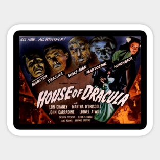 Classic Horror Movie Lobby Card - House of Dracula Sticker